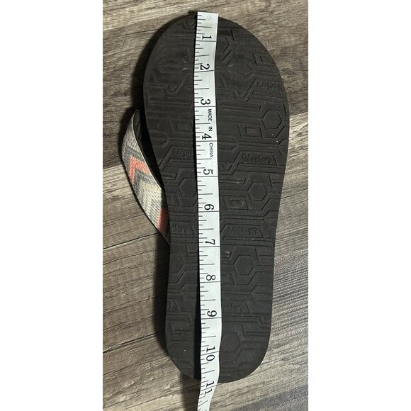 Skechers Yoga Foam Sandals flip flops Womens 10.5 Brown Gray Coral Chevron - Picture 8 of 9